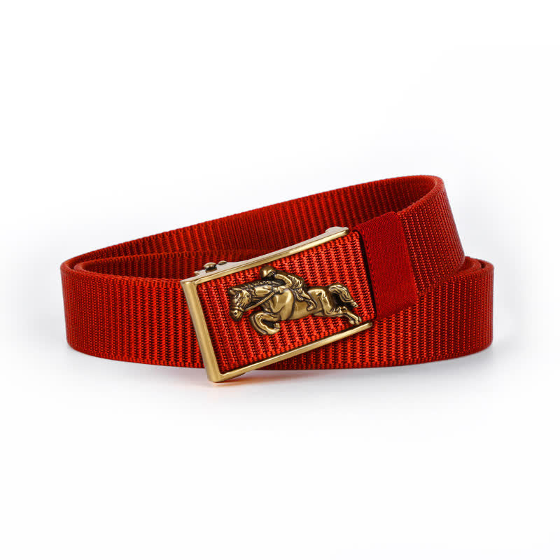 Cintura in nylon con fibbia automatica per equitazione casual da uomo - Rosso / Oro - 42 - image 12