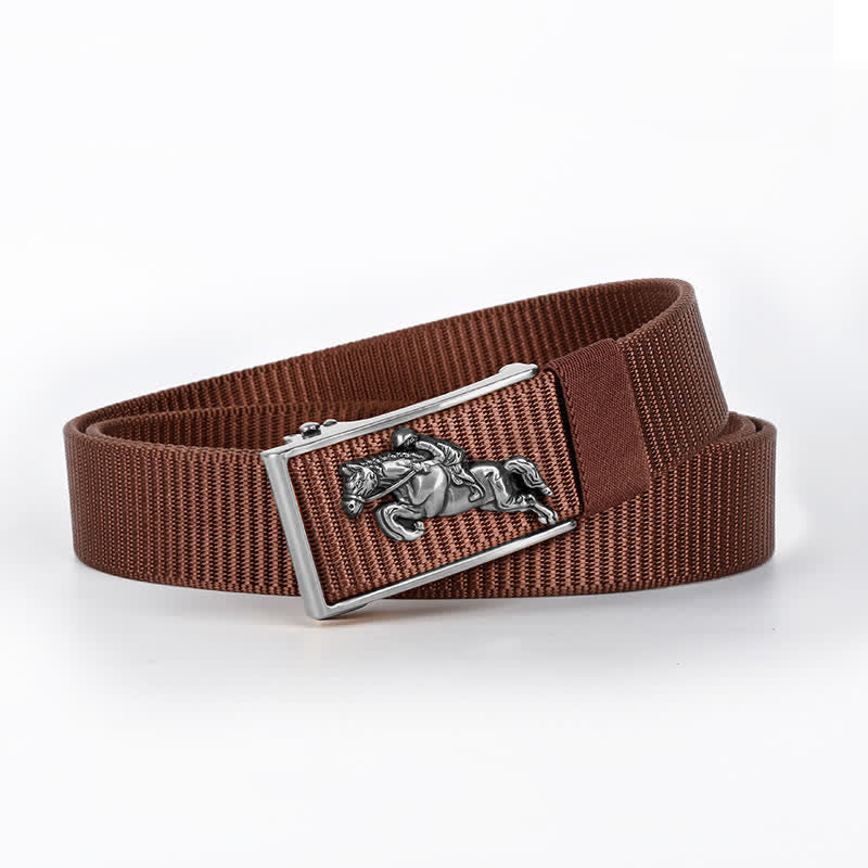 Cintura in nylon con fibbia automatica per equitazione casual da uomo - Caffè / Argento - 42 - image 17