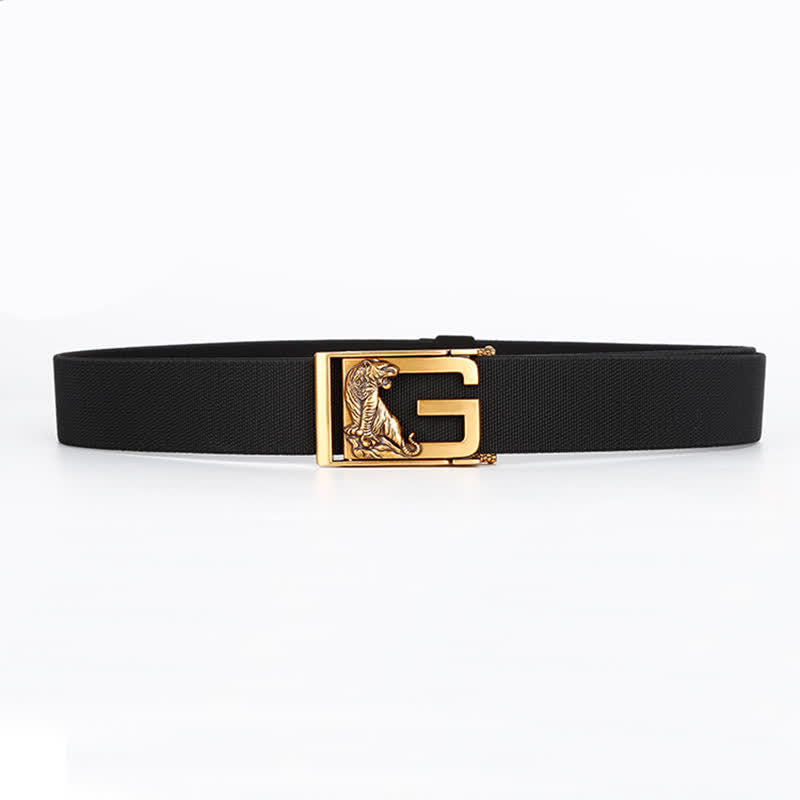 Cintura da uomo in nylon con chiusura automatica "Powerful Tiger" in oro