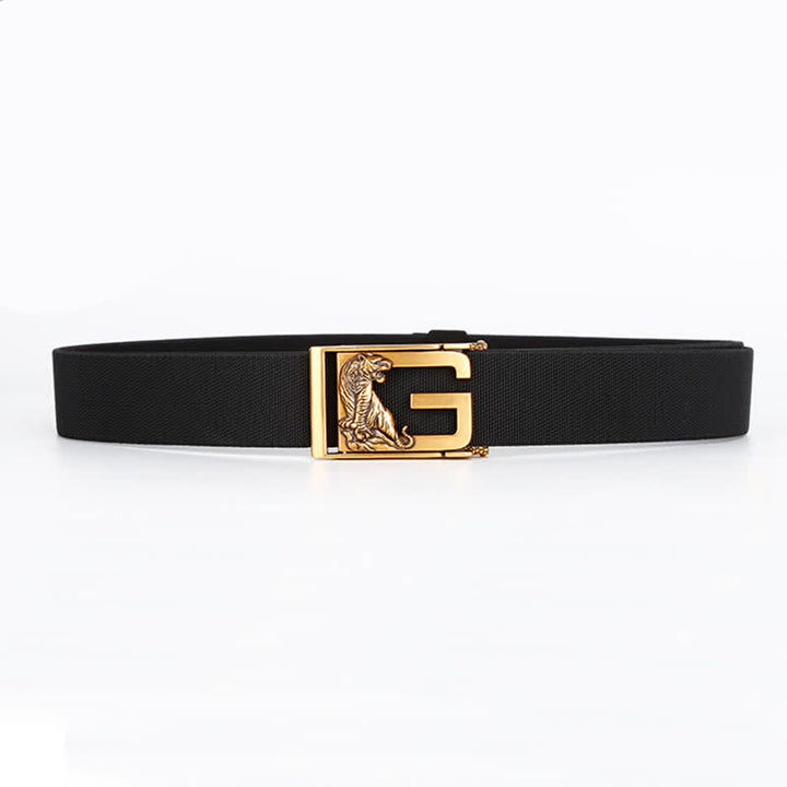 Cintura da uomo in nylon con chiusura automatica "Powerful Tiger" in oro