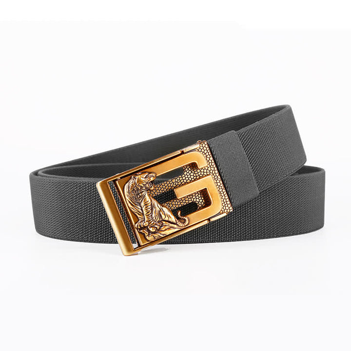 Cintura da uomo in nylon con chiusura automatica "Powerful Tiger" in oro