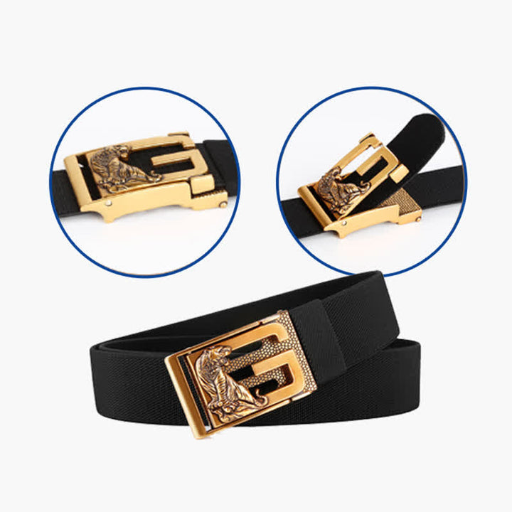 Cintura da uomo in nylon con chiusura automatica "Powerful Tiger" in oro