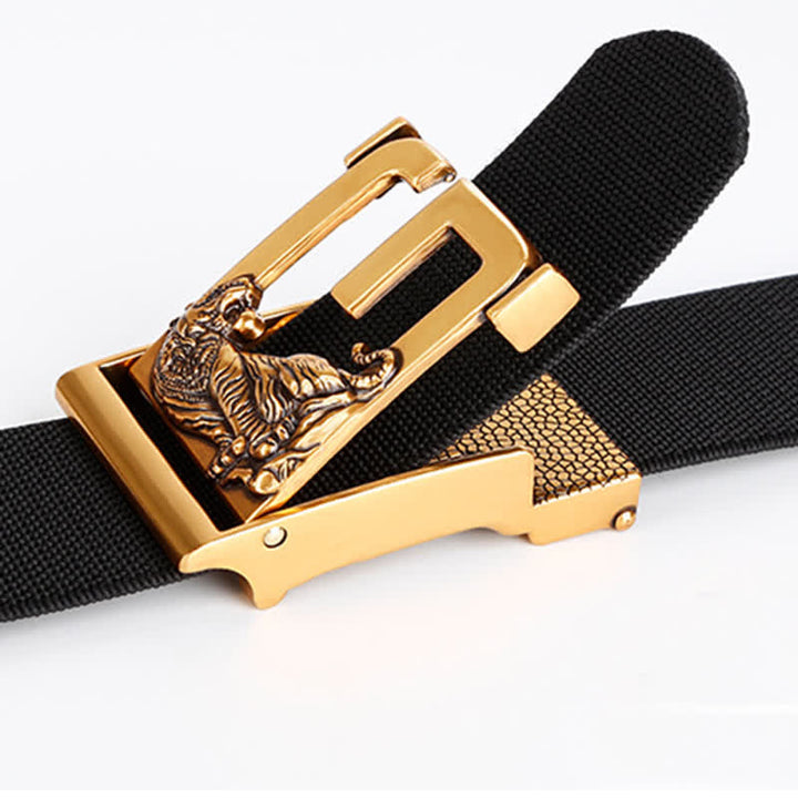 Cintura da uomo in nylon con chiusura automatica "Powerful Tiger" in oro