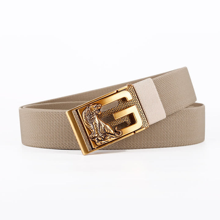 Cintura da uomo in nylon con chiusura automatica "Powerful Tiger" in oro