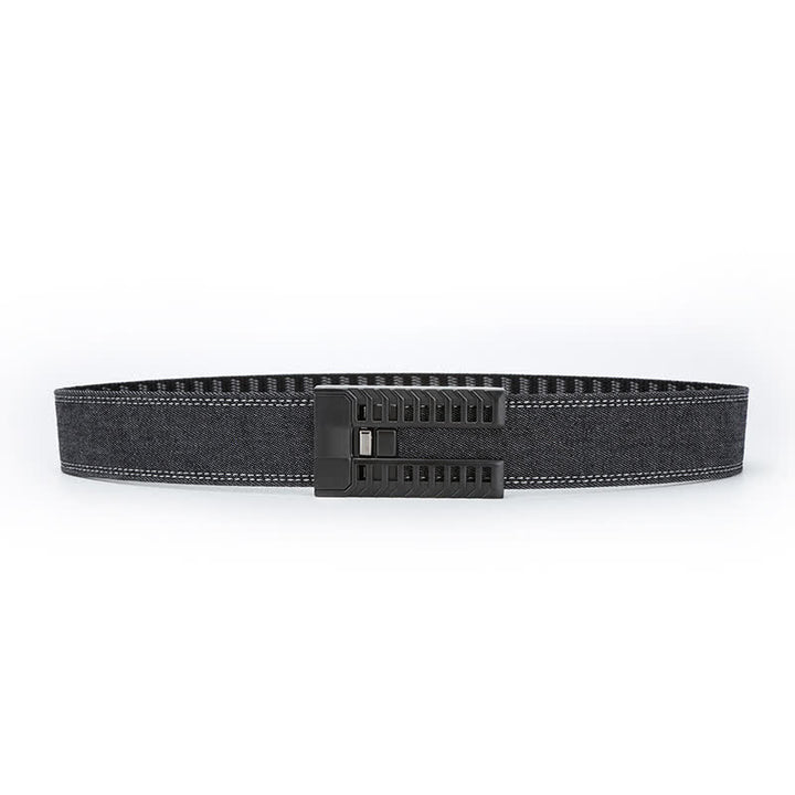 Cintura in tessuto denim con fibbia automatica regolabile da uomo - Nero / Nero - 38 - image 0