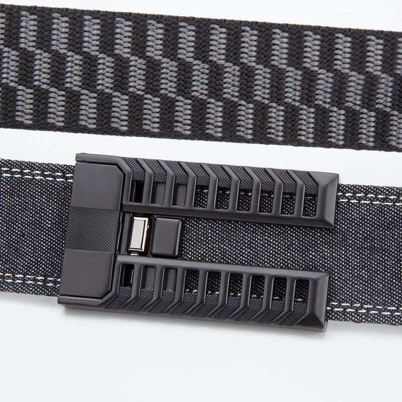 Cintura in tessuto denim con fibbia automatica regolabile da uomo - image 3