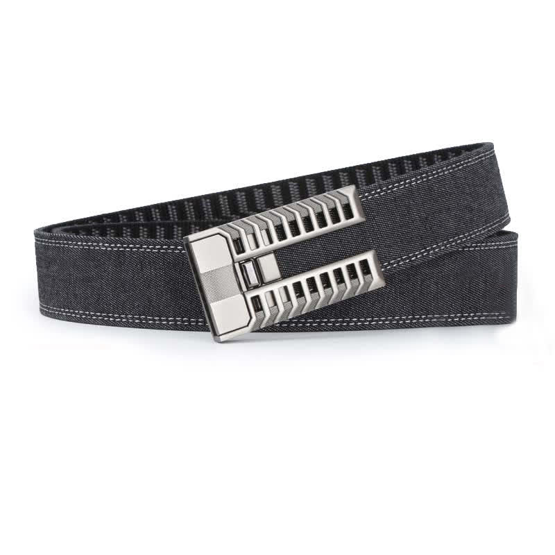 Cintura in tessuto denim con fibbia automatica regolabile da uomo