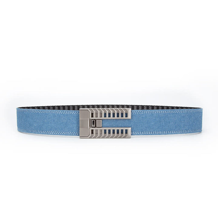 Cintura in tessuto denim con fibbia automatica regolabile da uomo