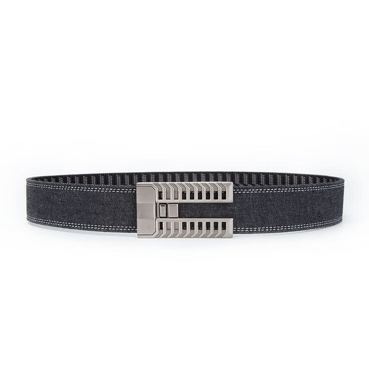Cintura in tessuto denim con fibbia automatica regolabile da uomo