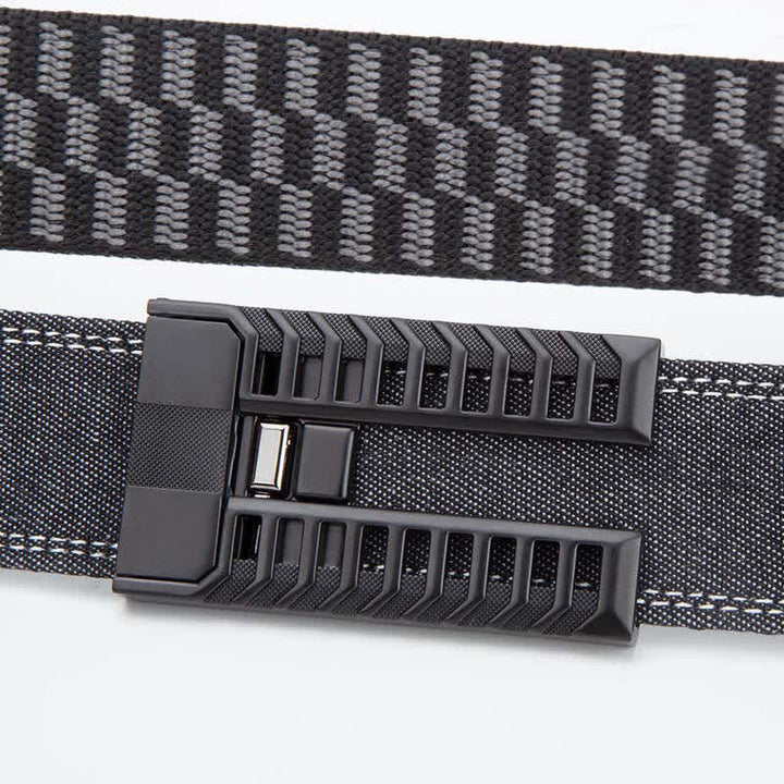 Cintura in tessuto denim con fibbia automatica regolabile da uomo