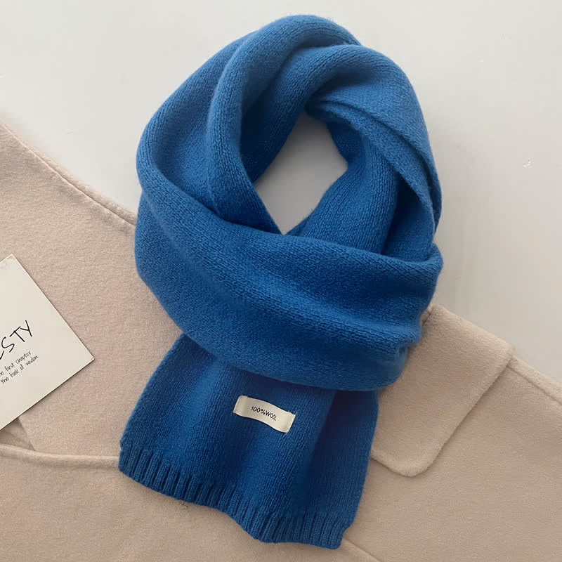 Sciarpa unisex classica in maglia di lana tinta unita