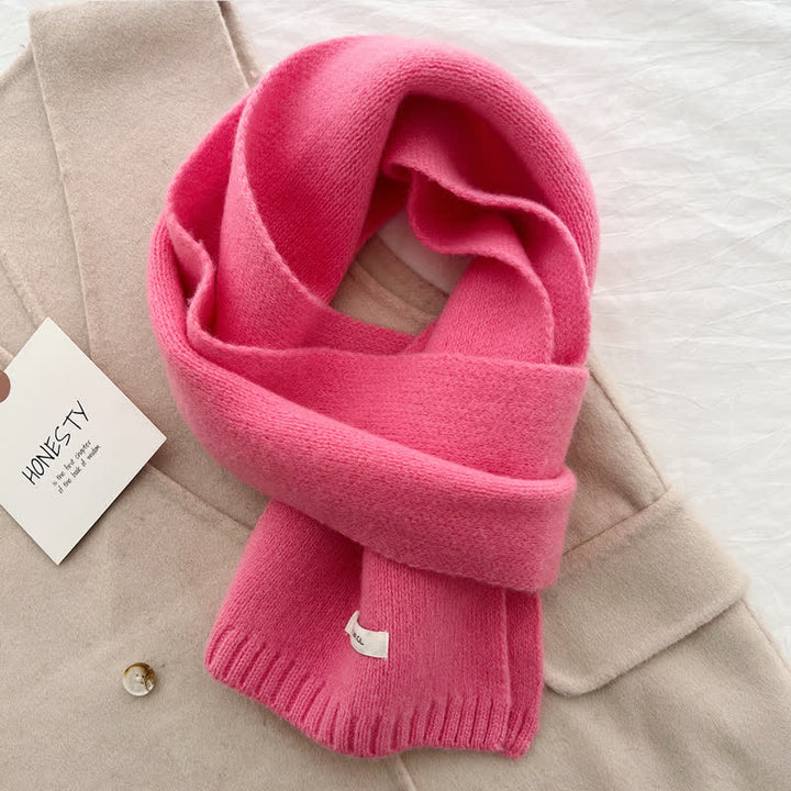 Sciarpa unisex classica in maglia di lana tinta unita - Rosa - image 2