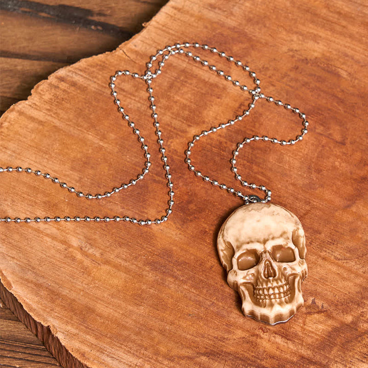 Set di collana con ciondolo a forma di teschio dorato, fibbia per cintura con coltello nascosto fai da te e testa di teschio di toro