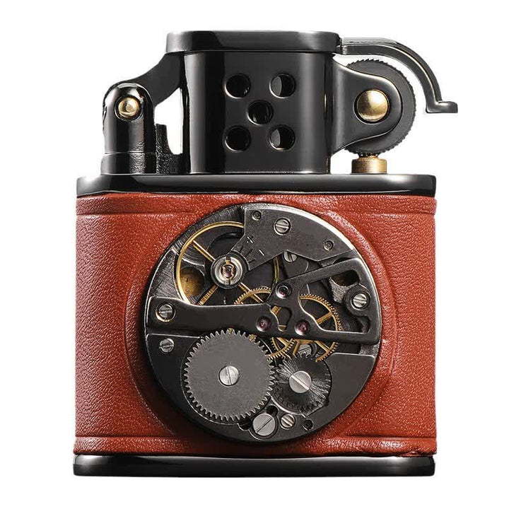 Accendino a cherosene Steampunk Mechanical Antique Leather Flip - image 6