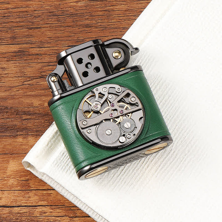 Accendino a cherosene Steampunk Mechanical Antique Leather Flip