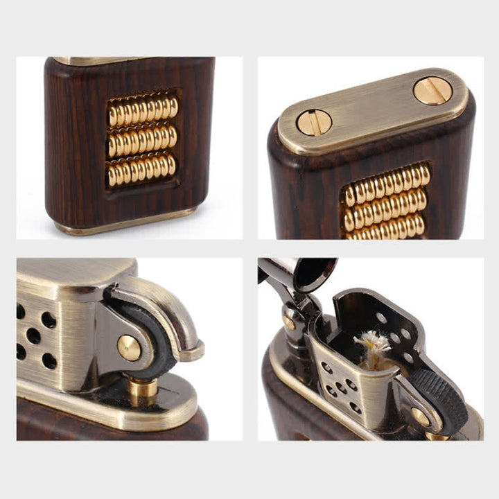 Accendino a cherosene con anello decorativo in metallo e corpo in legno - image 4
