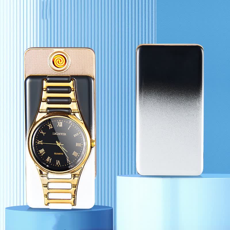 Accendino elettrico ricaricabile con orologio creativo con cavo USB - Bianco e nero - image 10