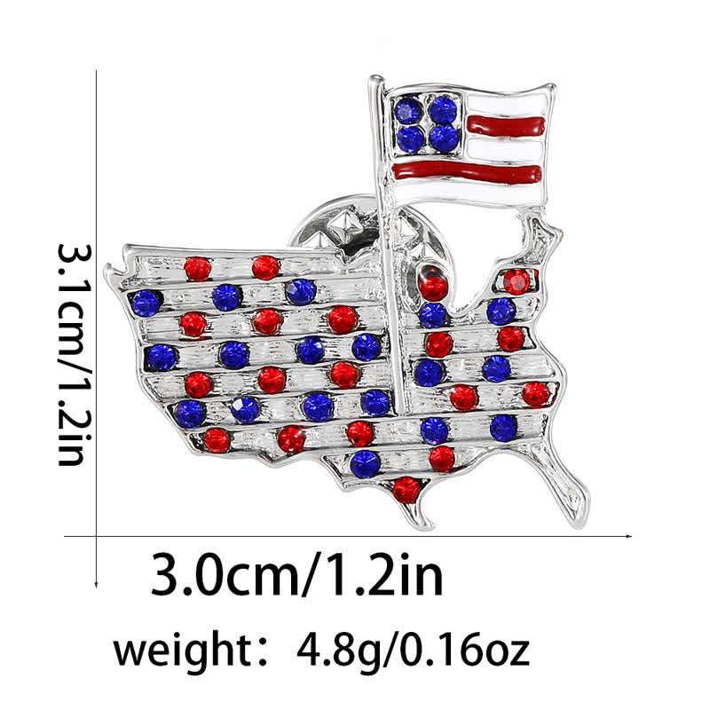 Spilla patriottica con bandiera americana e aquila in strass