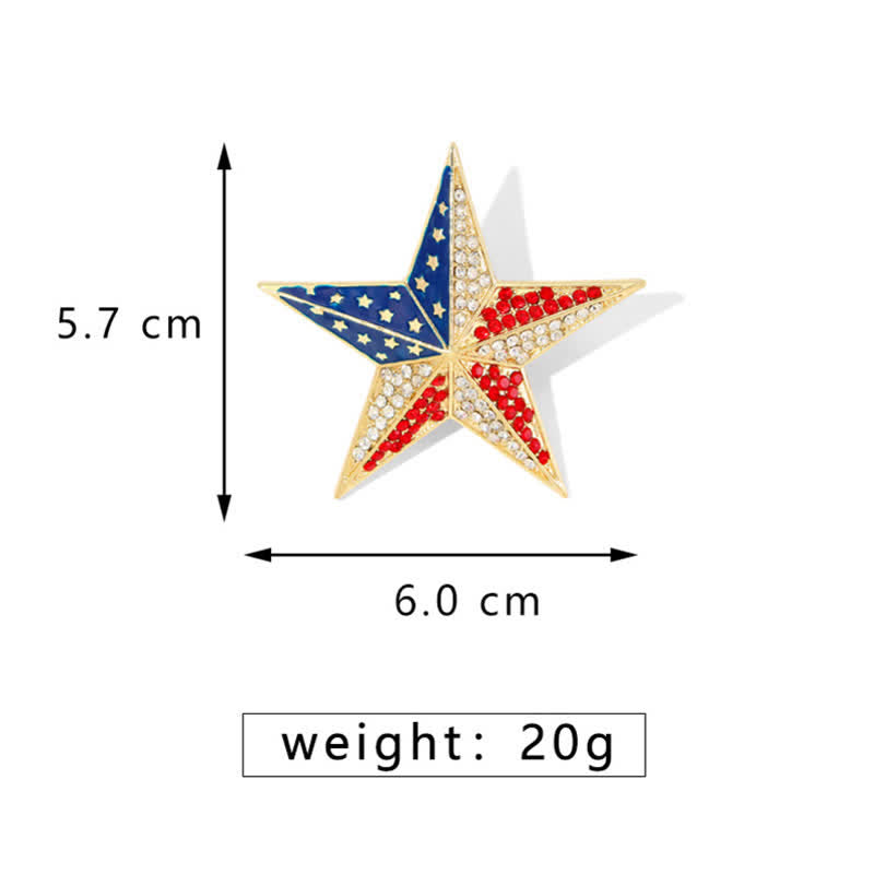 Spilla patriottica con bandiera americana, stella rossa, bianca e blu