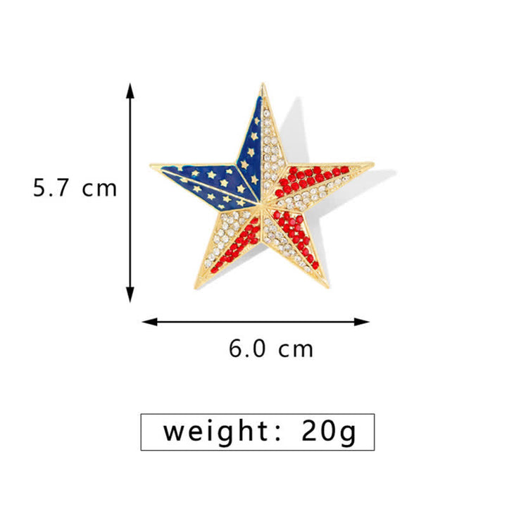Spilla patriottica con bandiera americana, stella rossa, bianca e blu