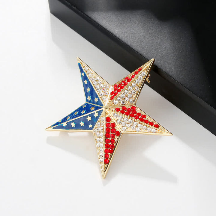 Spilla patriottica con bandiera americana, stella rossa, bianca e blu