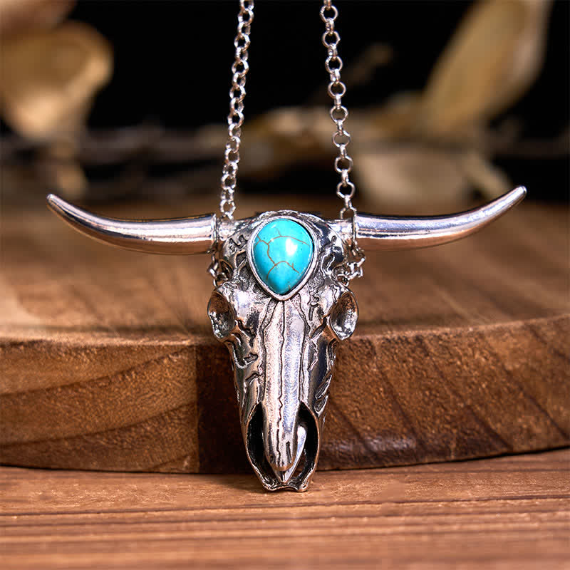 Set di anelli con ciondolo e fibbia per cintura con coltello nascosto fai da te a forma di toro Longhorn turchese - image 3