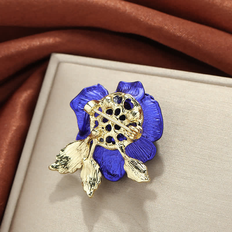 Spilla a forma di fiore con strass rosa blu rossa