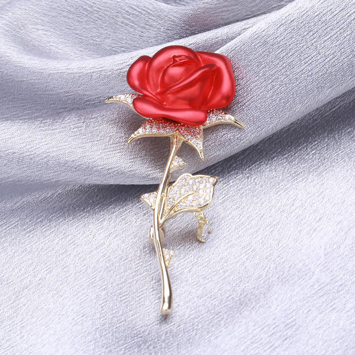 Elegante spilla in zircone rosa rossa delicata - image 5