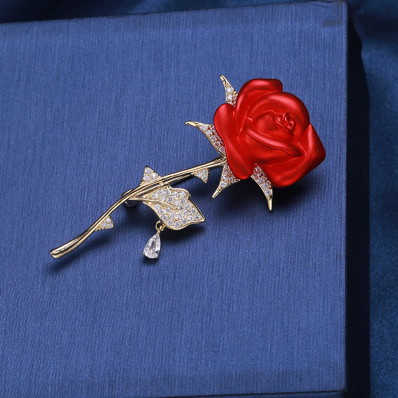 Elegante spilla in zircone rosa rossa delicata - image 3
