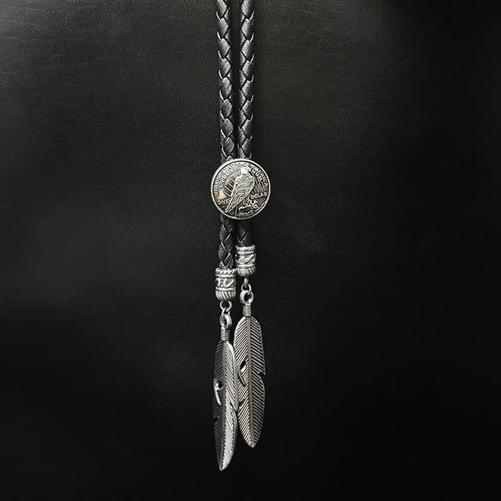 Mini Animal Series Ciondolo a forma di piuma con punta Bolo Tie