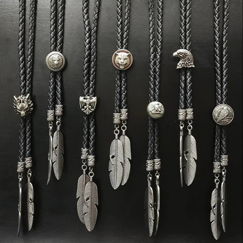 Mini Animal Series Ciondolo a forma di piuma con punta Bolo Tie