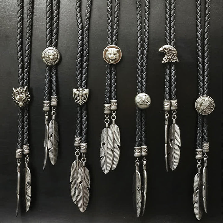 Mini Animal Series Ciondolo a forma di piuma con punta Bolo Tie