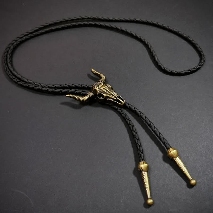 Cravatta Bolo con motivo indiano retrò in bronzo antico Weathern