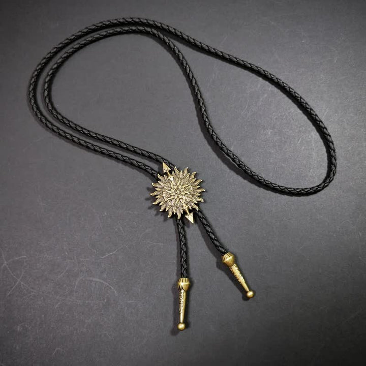 Cravatta Bolo con motivo indiano retrò in bronzo antico Weathern