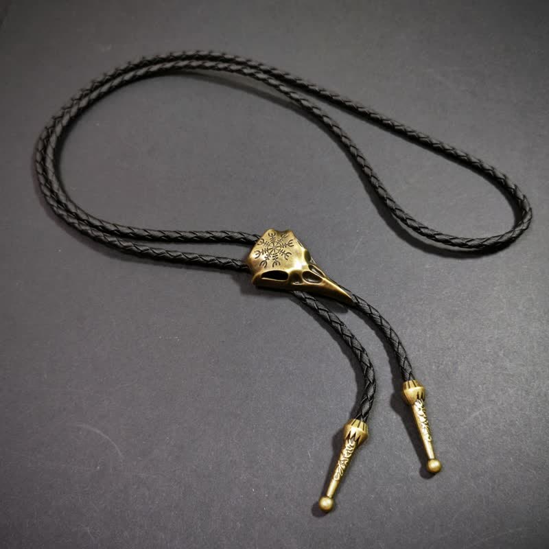 Cravatta Bolo con motivo indiano retrò in bronzo antico Weathern