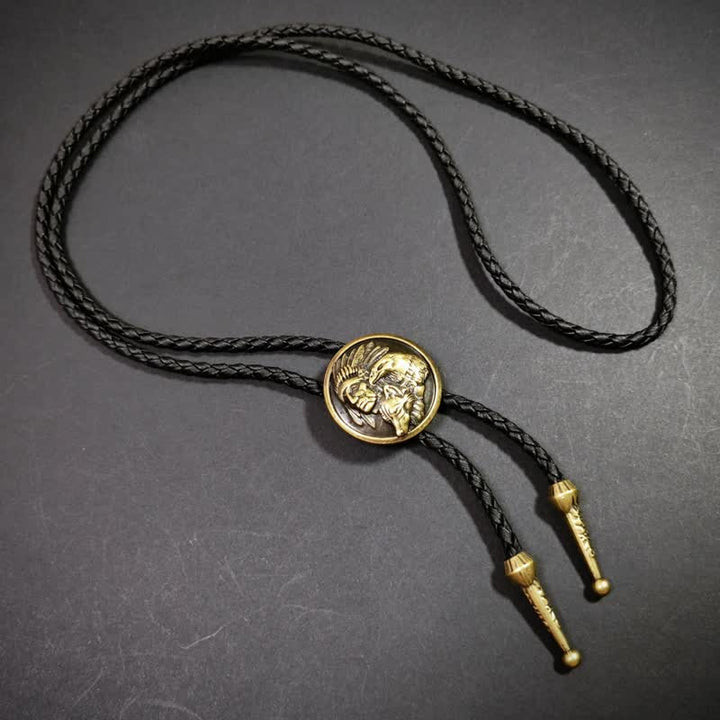 Cravatta Bolo con motivo indiano retrò in bronzo antico Weathern
