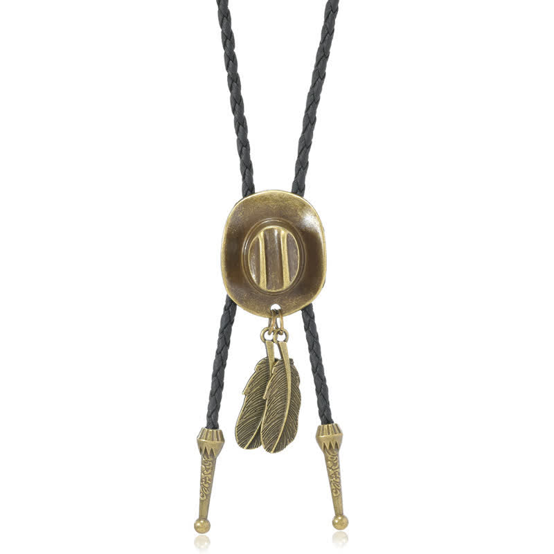 Cravatta Bolo con pendente a forma di cappello da cowboy in bronzo vintage - image 6