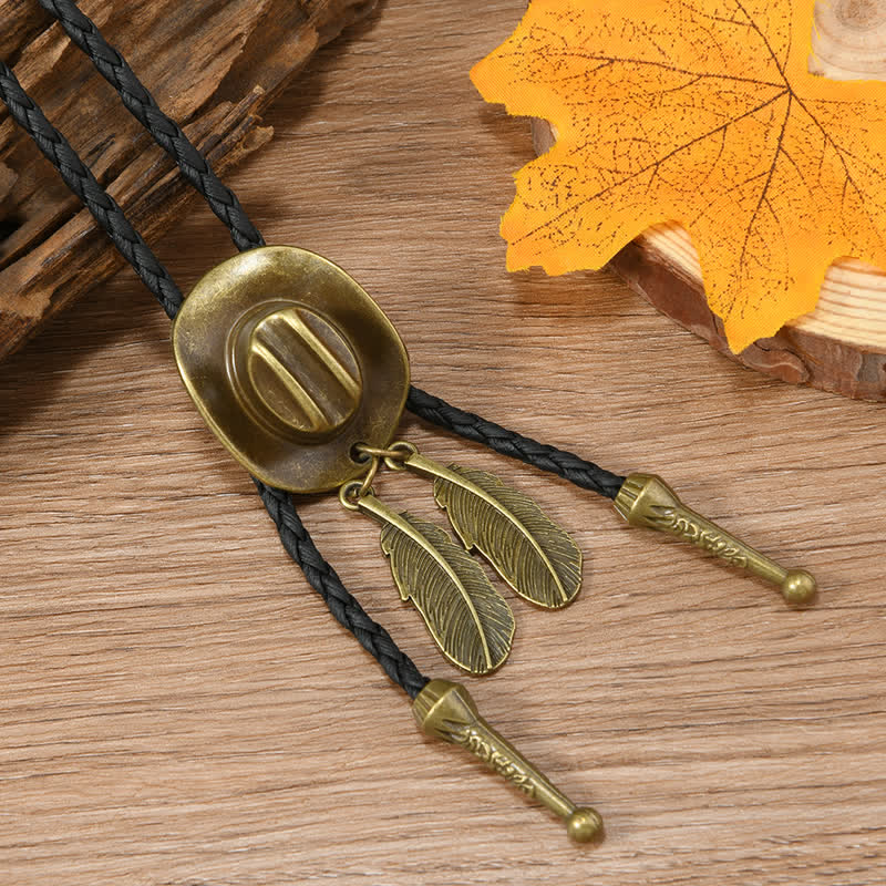 Cravatta Bolo con pendente a forma di cappello da cowboy in bronzo vintage - Stile n. 2 - image 4