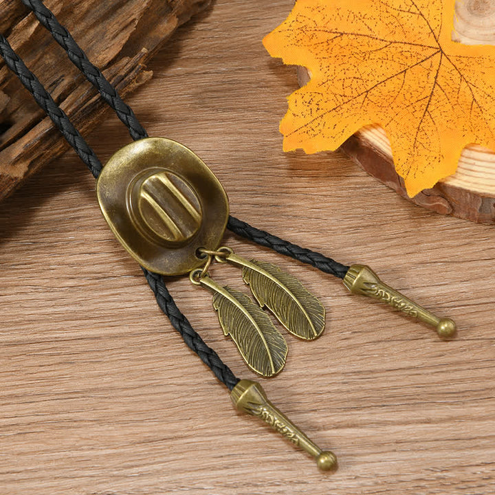 Cravatta Bolo con pendente a forma di cappello da cowboy in bronzo vintage - Stile n. 2 - image 4