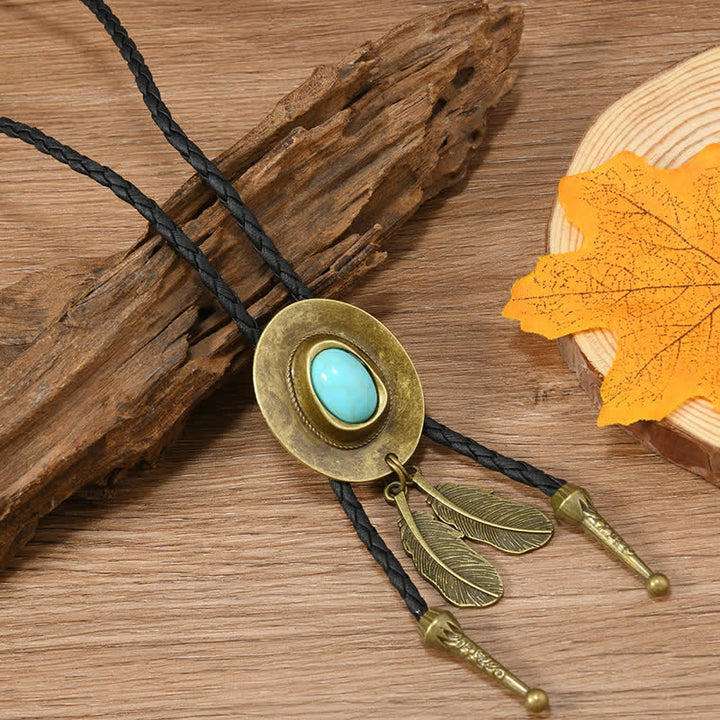 Cravatta Bolo con pendente a forma di cappello da cowboy in bronzo vintage - Stile n. 1 - image 1