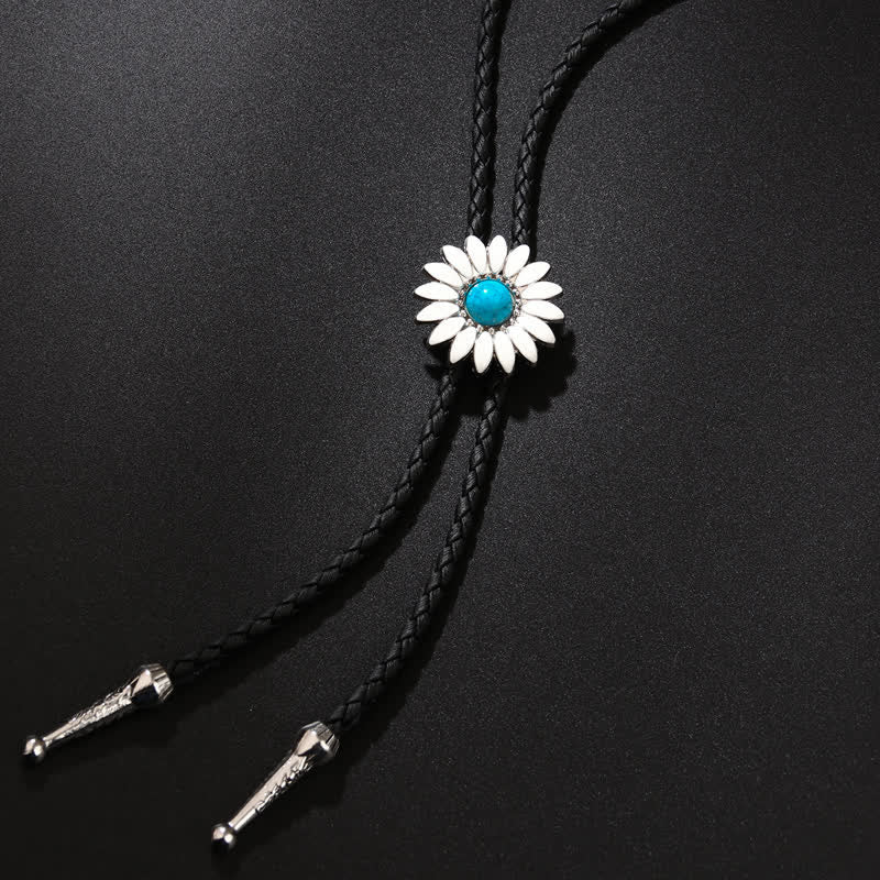 Cravatta Bolo con ciondolo in finta pietra preziosa e girasole Little Daisy - Blu - image 2