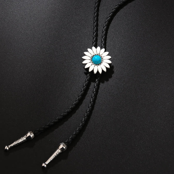 Cravatta Bolo con ciondolo in finta pietra preziosa e girasole Little Daisy - Blu - image 2