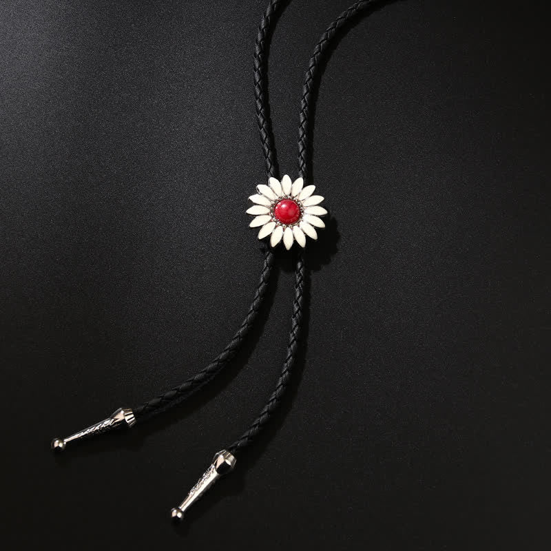 Cravatta Bolo con ciondolo in finta pietra preziosa e girasole Little Daisy - Rosso - image 1