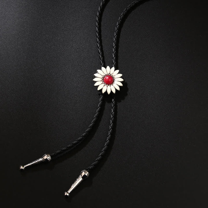 Cravatta Bolo con ciondolo in finta pietra preziosa e girasole Little Daisy - Rosso - image 1