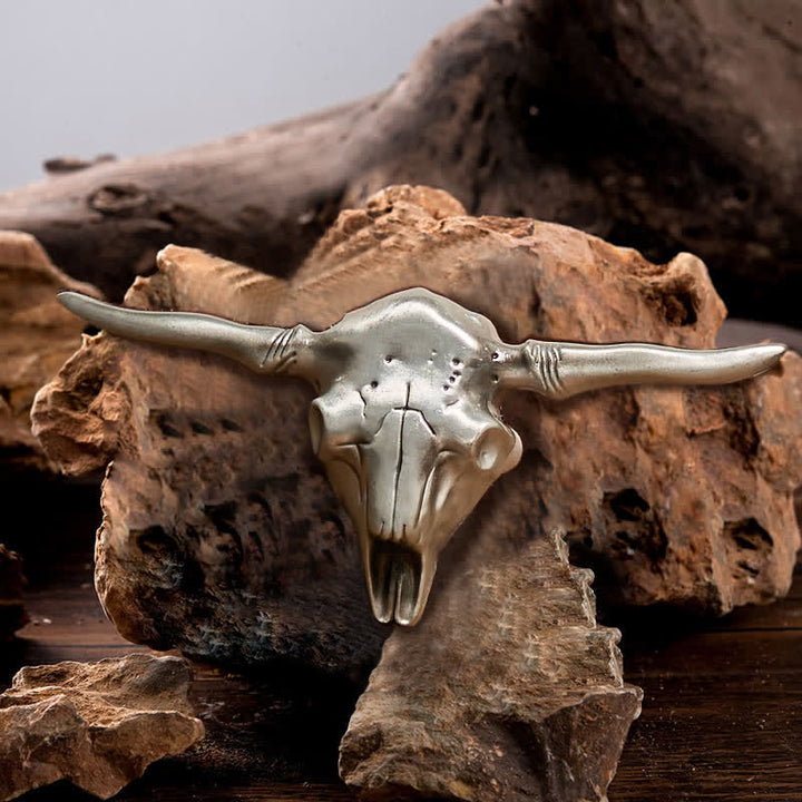 Cintura in pelle con fibbia a forma di toro Longhorn Western fai da te da uomo