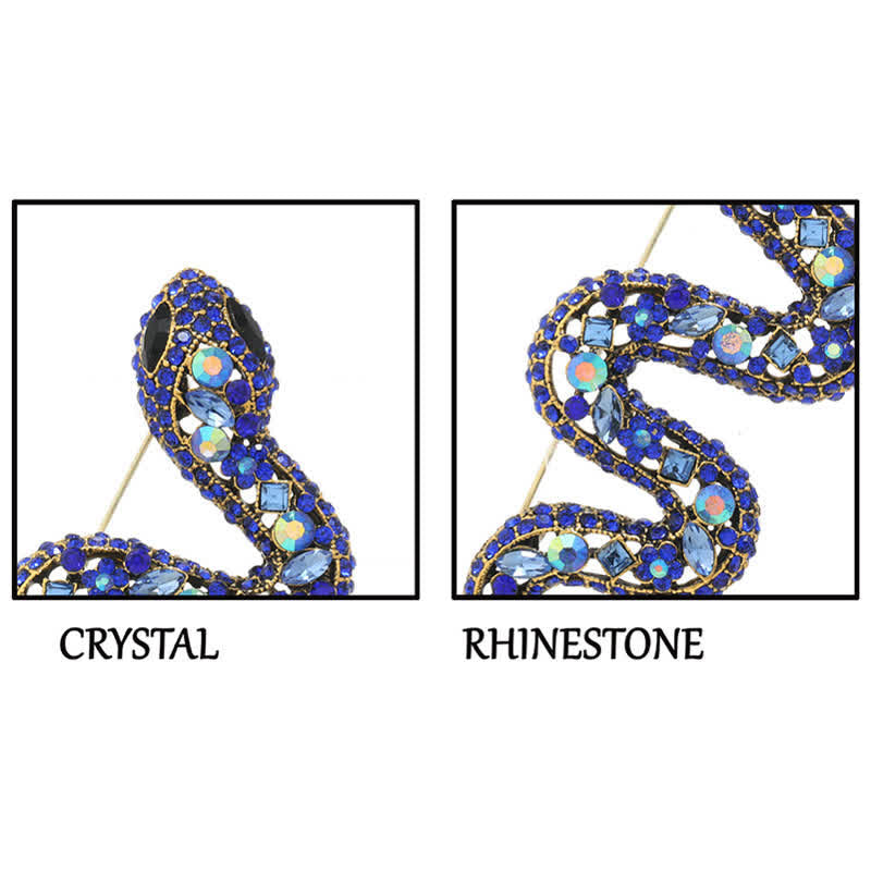 Spilla con strass di cristallo scintillante a forma di serpente selvaggio