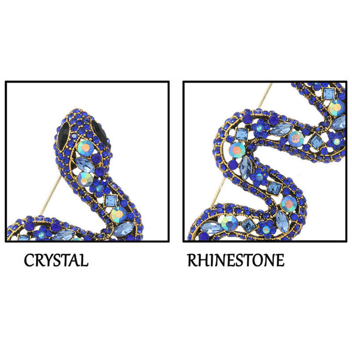 Spilla con strass di cristallo scintillante a forma di serpente selvaggio