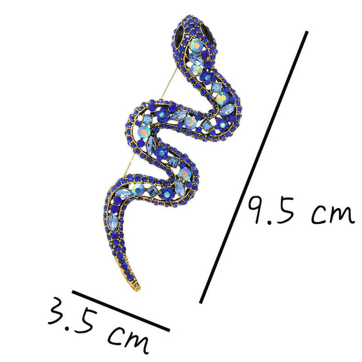 Spilla con strass di cristallo scintillante a forma di serpente selvaggio
