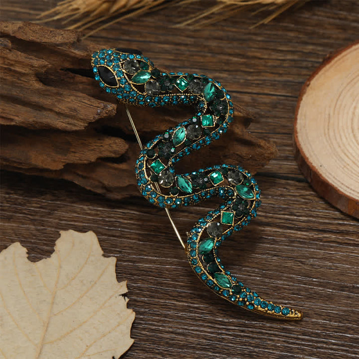 Spilla con strass di cristallo scintillante a forma di serpente selvaggio