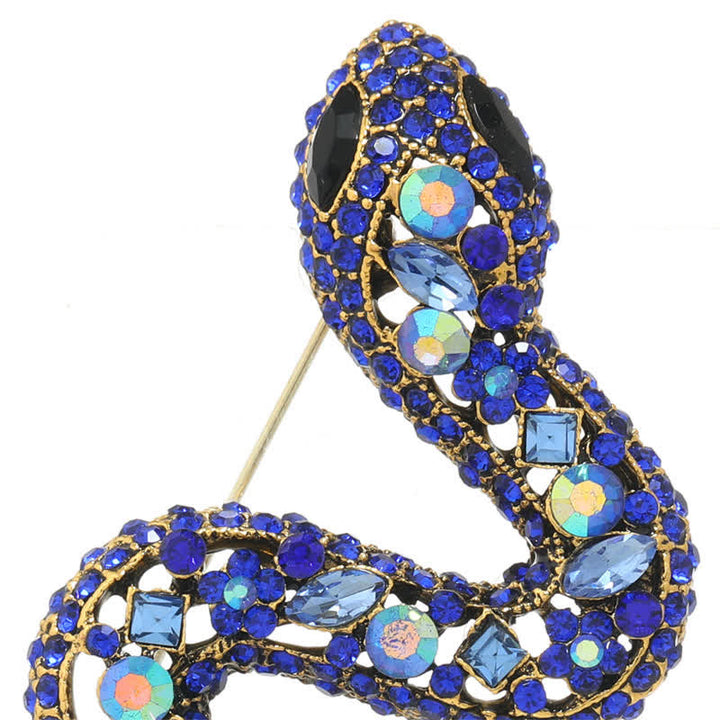 Spilla con strass di cristallo scintillante a forma di serpente selvaggio